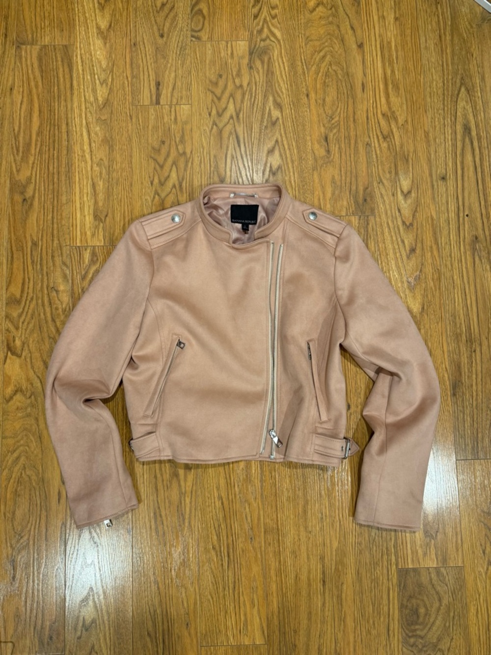 Banana Republic Women's Blush Pink Moto Jacket - Modern Asymmetric Zip